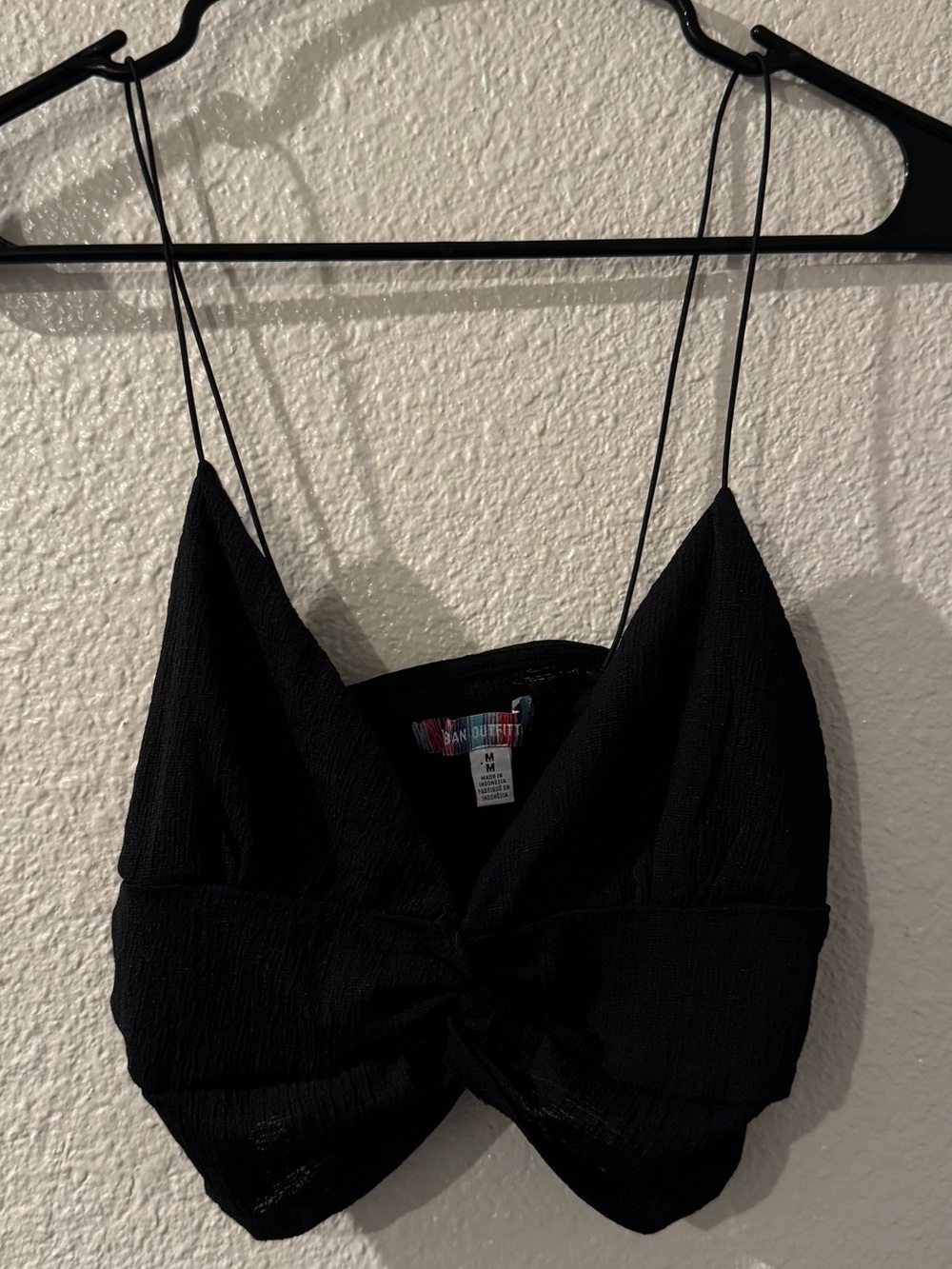 Urban Outfitters Black Twist-Front Spaghetti Strap Crop Top